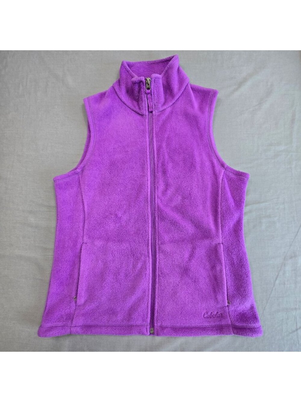 Cabelas M Womens Fleece Vest Purple Full Zip Lightweight Sleeveless Jacket